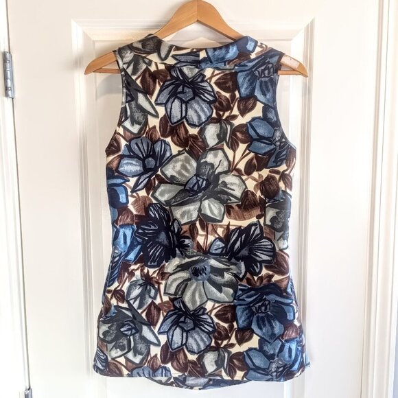 P.A.R.O.S.H. Italian Floral Silk Cowl Neck Sleeveless Top - Picture 2 of 5